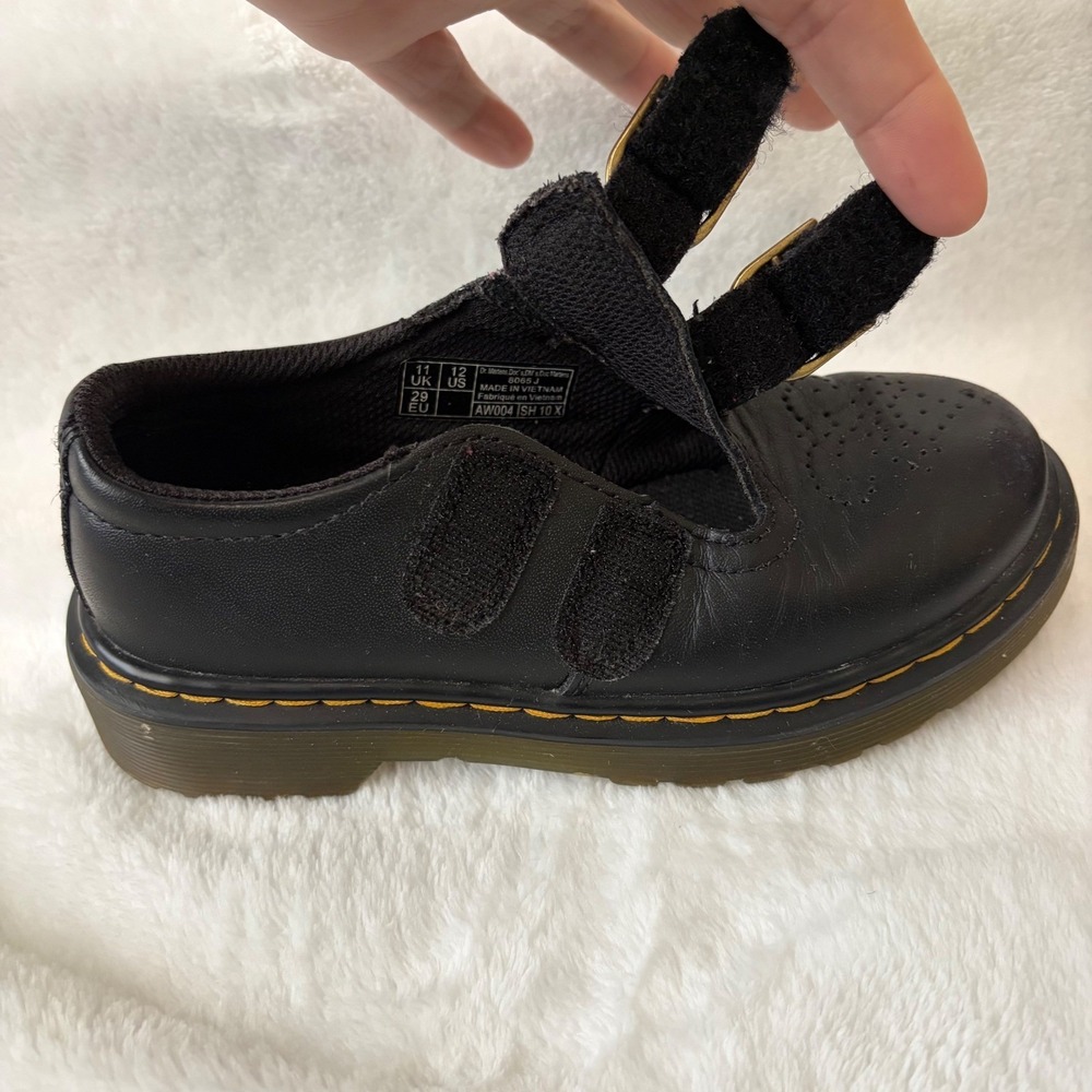 DR. MARTENS Leather Mary Jane T Strap Shoes Girls 12 US Double Buckle 8065 Black - Picture 5 of 12
